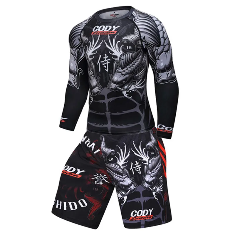 Sports Apparel Men Boxing Set MMA Kickboxing Sets Compression Jerseys