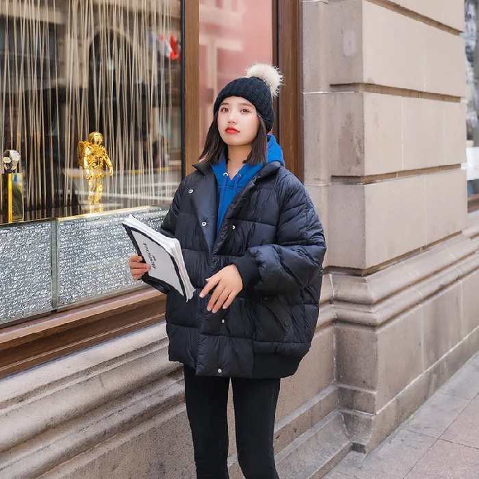 

01 X Photo Shoot 19 New Thin down Jacket Large Size Dress Korean-style Loose-Fit Super Fire INS down Coat Cotton Overcoat