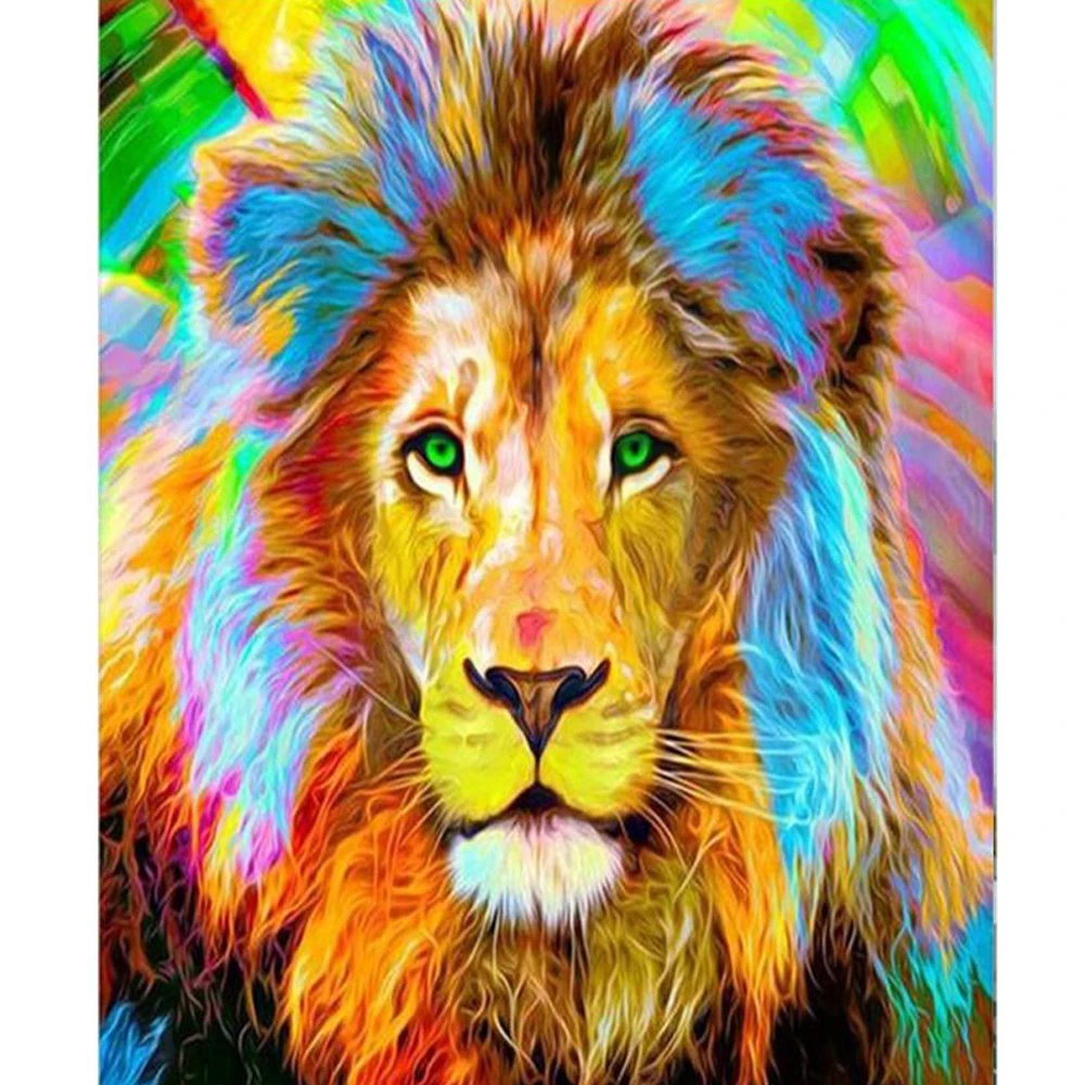 

Colorful Lion Animal Framed Oil Pictures Painting By Numbers Wall Art Handwork Canvas Oil Painting DIY Home Living Room Decor