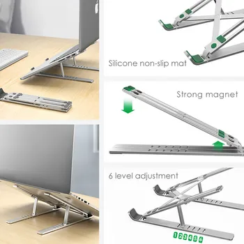 

Laptop Stand For 7-15.6inch Macbook Pro Air Desktop Notebook Holder Desk Laptop Stand Style Height Adjustable Foldable Aluminum