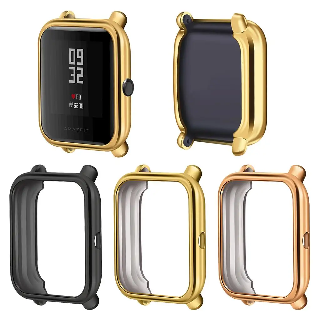 

TPU Plated Metal Silicone Protective Case For Huami Mi Moving Youth Watch For Amazfit Lite Bip Protector Case Cover Shell