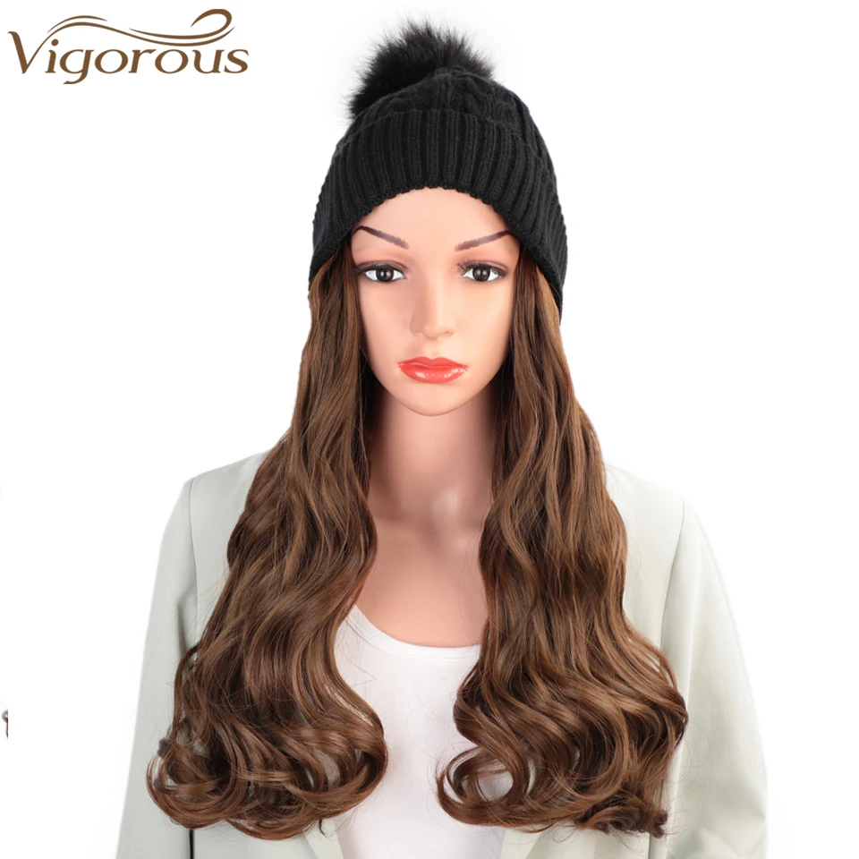 Vigorous Synthetic Beanie Hat with Hair 