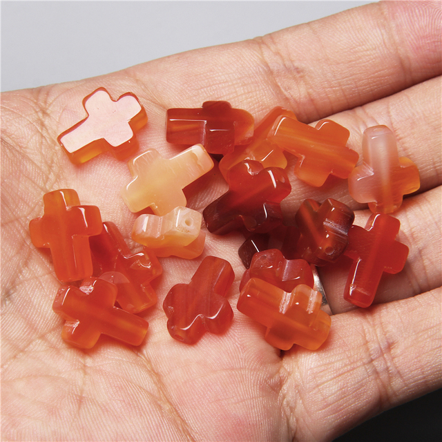 Natural Stone Crystal Tiger Eye Cross Loose Spacer Beads Charm for Women Jewelry Making DIY Necklace Bracelet Part 10pcs