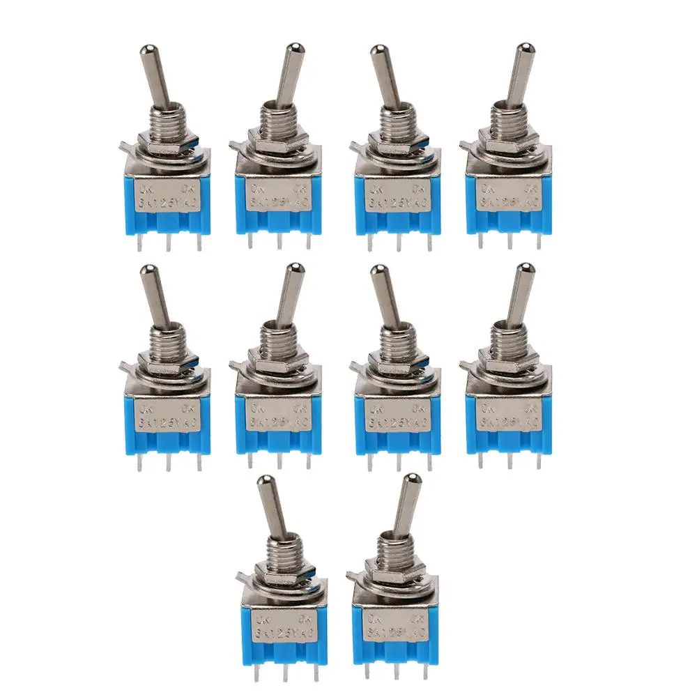 10 шт./компл. MTS-202 6-контактный DPDT ON-ON 6A 125V AC мини синий тумблер 2 положения наборы