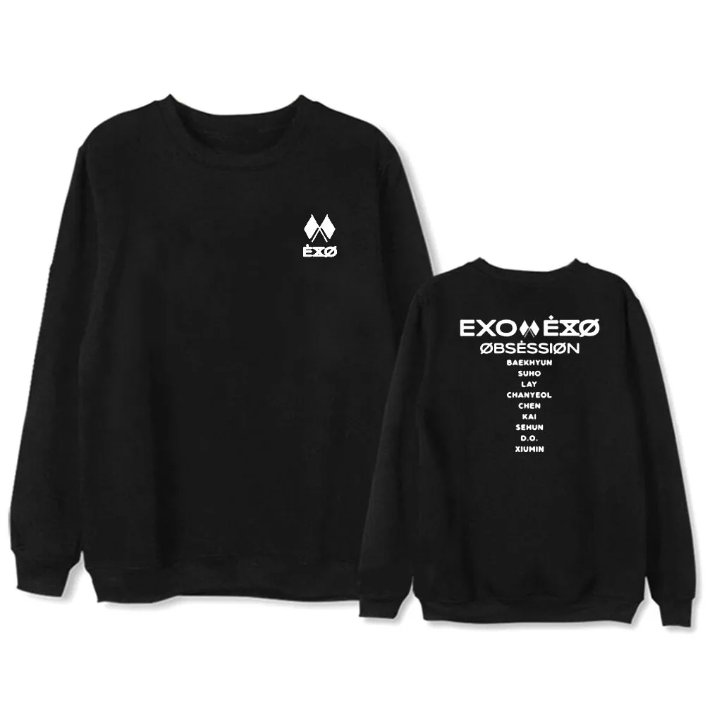Альбом KPOP EXO OBSESSION Толстовка для женщин Harajuku Повседневный Спортивный костюм Свободная Толстовка с принтом цифр корейские толстовки