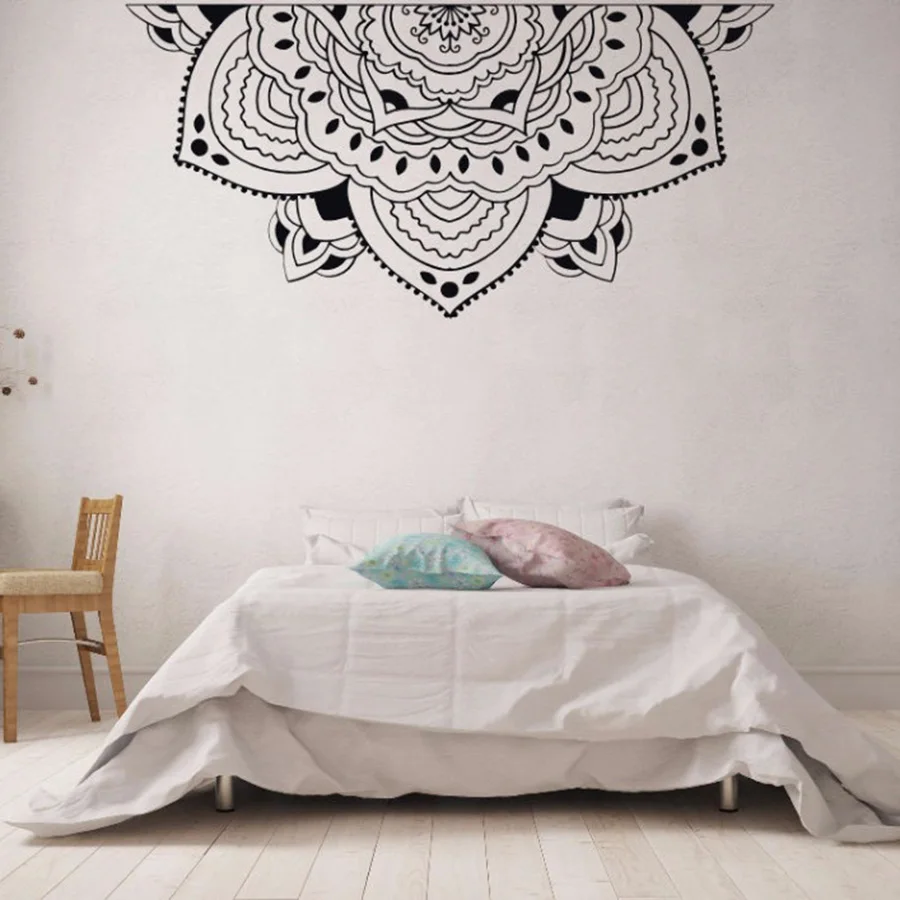 

Meditation Style Bedroom Decoration Half Mandala Wall Stickers Yoga Studio Mandala Car Window Sticker Headboard Decals LY1749