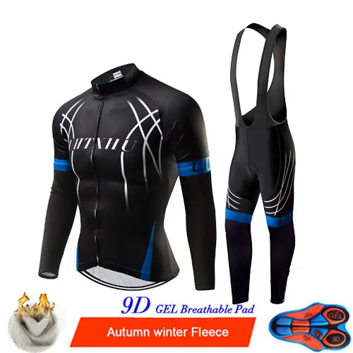Bib Cycling Set Uhtxhu, мужские велосипедные комплекты, Зимняя Теплая Флисовая одежда для велоспорта, комплект для велоспорта, набор для велоспорта, джерси, одежда для велоспорта - Цвет: Bib Cycling Set