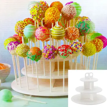 

New 3 Tiers Snack and Cake Server 21pcs Cupcake Stand 42pcs Cake Stands Lollipop Holder white round assemble