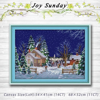 

Country walks winter sonw house painting 14CT 11CT counted cross stitch kits embroidery set Needlework Set chinese cross stitch