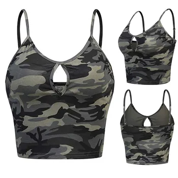 

Womens Camis Crop Top Sleeveless O-neck Casual Camouflage Vest Camisole Spaghetti Strap Clubwear Women Camis Cropped Female 2020