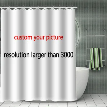 

Hot Sale Print Your Pattern, Custom Bamboo Shower Curtain Polyester Fabric Bath Curtain Waterproof With Hook For 180*200cm