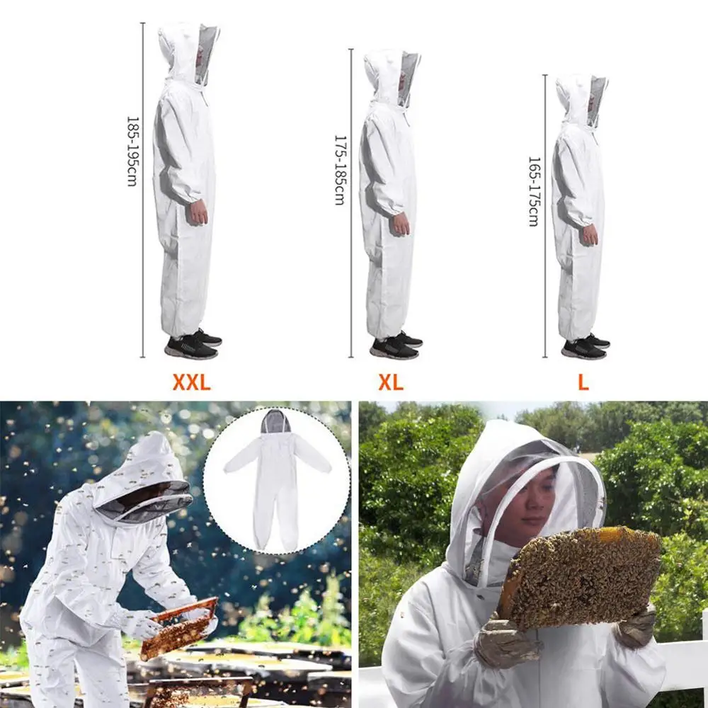 New Cotton Full Body Beekeeping Clothing Veil Hood Hat Clothes Jacket Protective Beekeeping Suit Beekeepers Bee Suit Equipment
