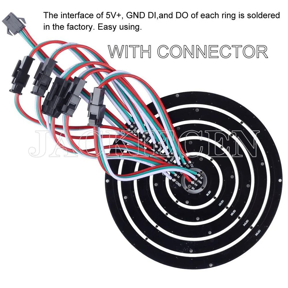 WS2812B 풀 컬러 DIY RGB LED 링 8-241 픽셀 라운드 모듈 5050 주소 지정 가능 5V 원형 Arduino 앵글 아이 라이트 annulus loop