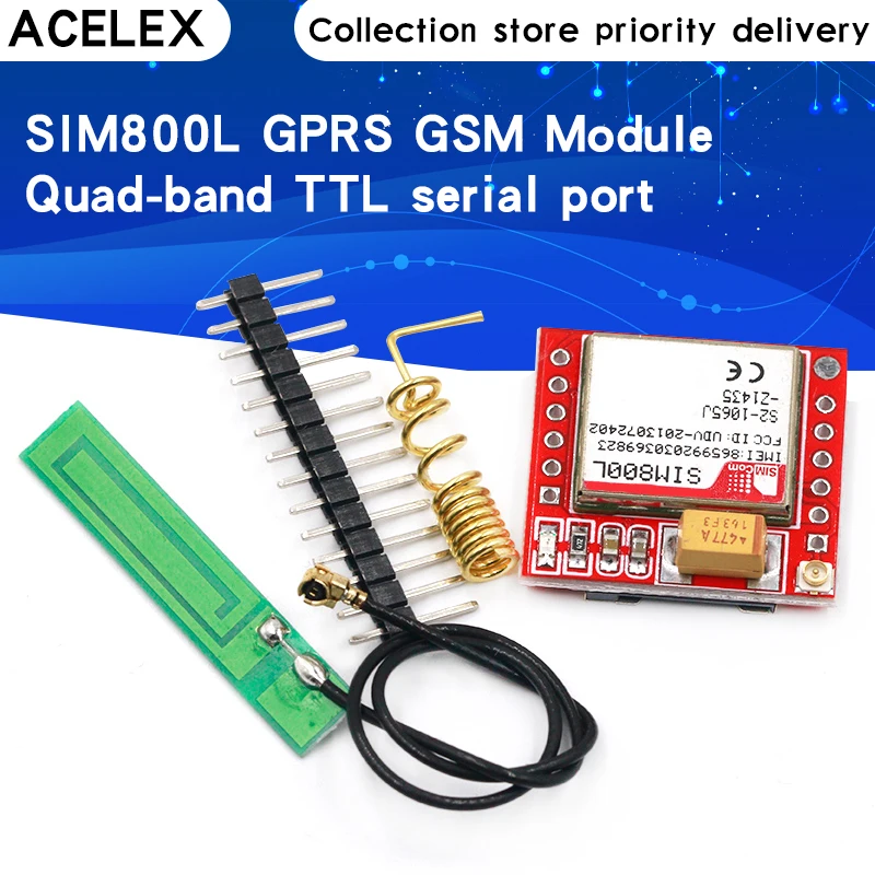Smallest SIM800L GPRS GSM Module MicroSIM Card Core BOard Quad-band TTL Serial Port afbeelding