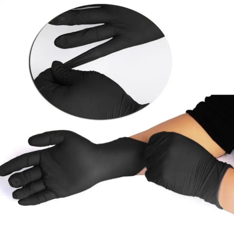100 шт одноразовая черная нитриловая перчатка, латексная пудра, для механической татуировки для бытовой чистки, гигиеническая проверка, еда