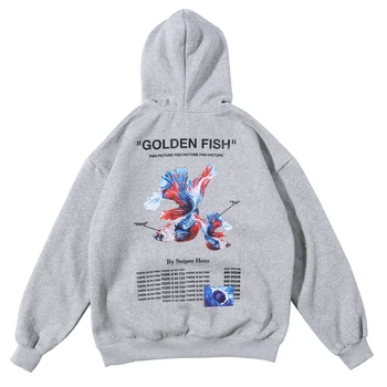 

Mens Women 2020 New Harajuku Fashion Sweatshirt Golden Fish Pullover Hip Hop Streetwear Men Warm Hoodie Sweatshirt Outwear