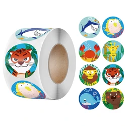 Animals Reward Stickers Roll 25mm Cute Seal Labels for School Reward Kids Gift Toys Cartoon Sticker Stationery Supplies Stickers