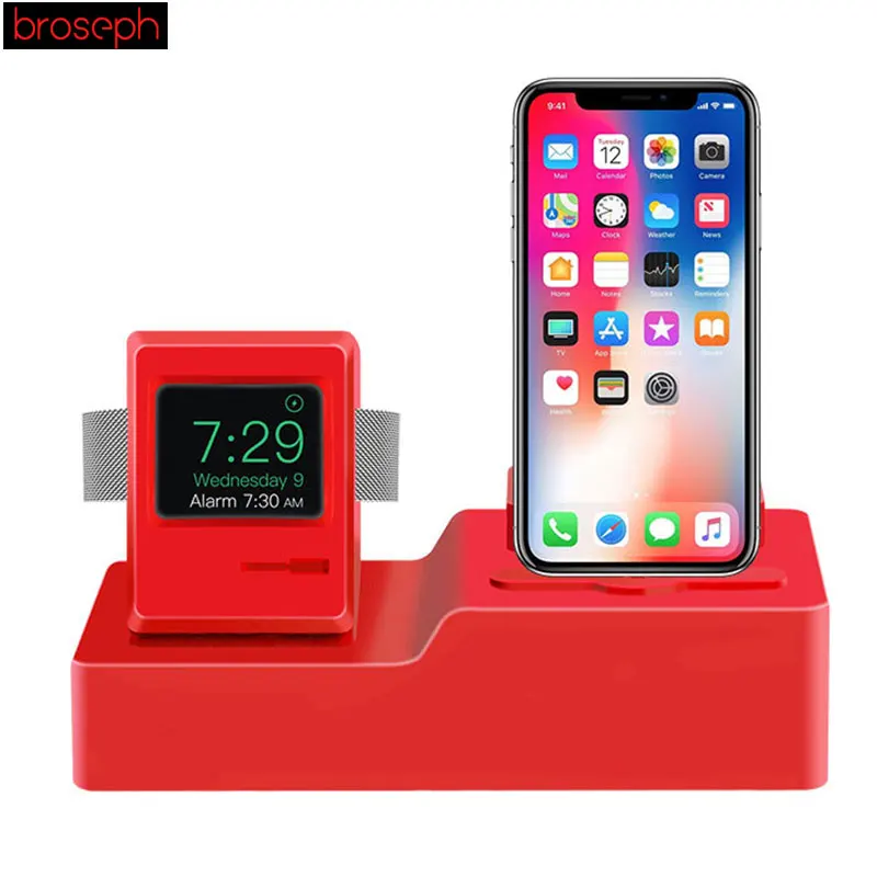 3 в 1 зарядная док-станция держателя для Airpods и iPhone и Apple Watch классический дизайн Силиконовое зарядное устройство держатель кабеля