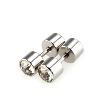 

Stainless Steel Rhinestone Crystal Round Studs Earrings 0.7x0.3"