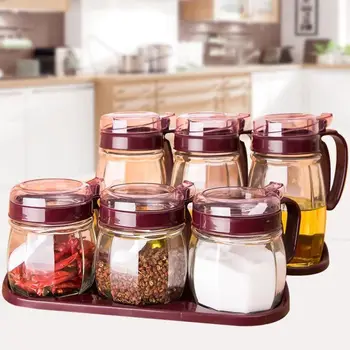 

Kitchen Supplies Glass Seasoning Jar Salt Shaker Seasoning Box Seasoning Box Household Leak-proof Oil Pot Soy Sauce Bottle