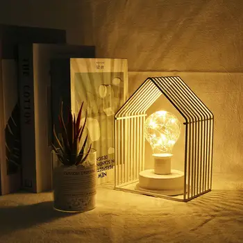 

Retro Iron House Modeling Light Bulb LED Copper Wire Decoration Small Night Light Room Decoration Candlestick Delicate