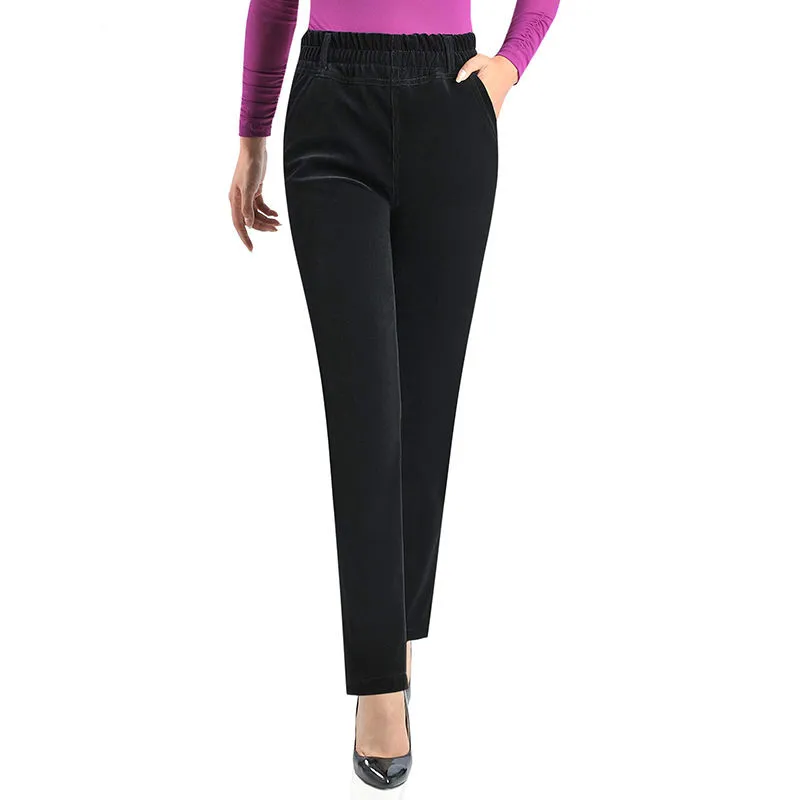 Женские прямые вельветовые брюки повседневные однотонные с высокой талией