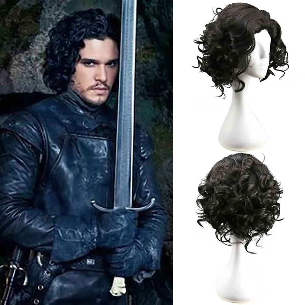 

2019 Hot Game of Thrones Jon Snow Cosplay Costume Accessories Wig A Song of Ice and Fire Night's Watch Black short Hair Wig