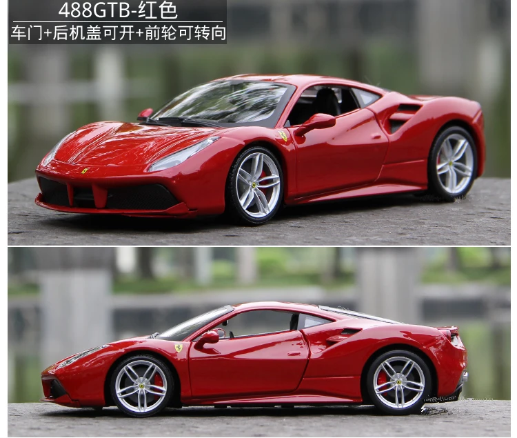 Bburago 1:24 Ferrari 458, красная модель автомобиля, литая под давлением металлическая модель, детская игрушка, подарок бойфренду, коллекция автомобилей из искусственного сплава