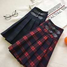 Английская клетчатая юбка, женские юбки контрастного цвета с высокой талией, облегающие трапециевидные плиссированные