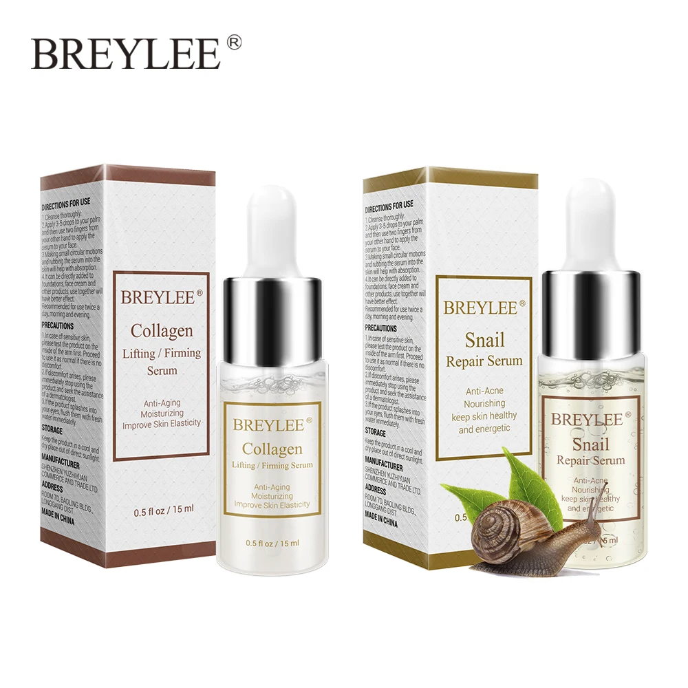 

BREYLEE Snail Face Serum Repairing Collagen Serum Lifting and Firming Essence Hyaluronic Acid Moisturizing Anti-Aging Face Care