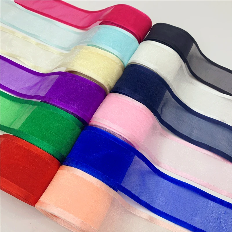 8 Rollos De Cinta De Organza Transparente, 15 Mm X 45 M, Col