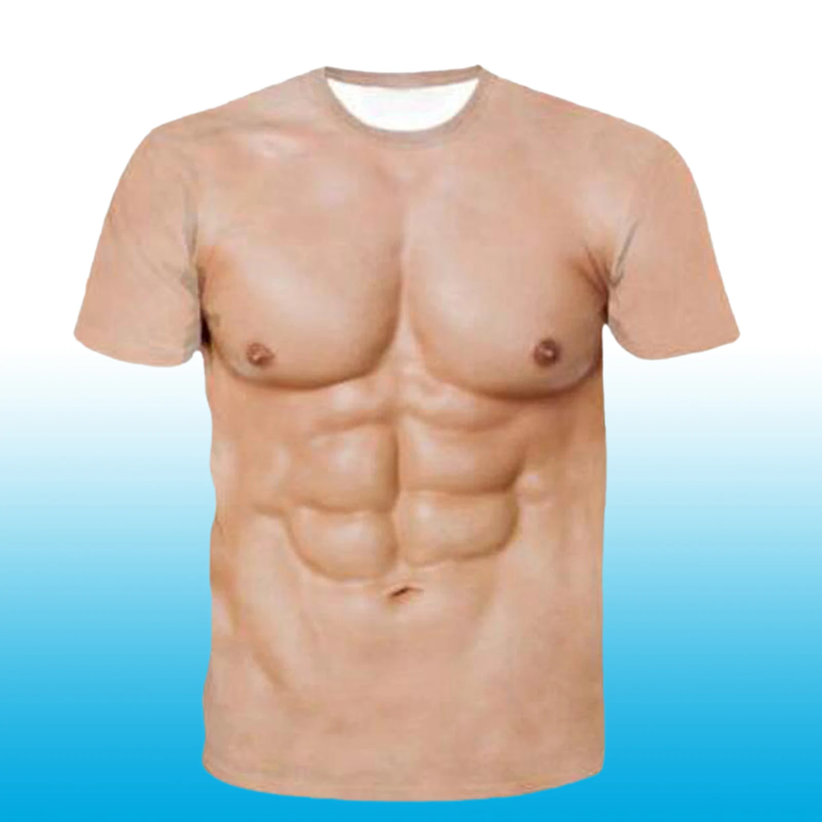 Funny 3D Body Pattern MuscleT-shirt Short Sleeve Men Christmas Halloween Spoofs Tricky S-XL