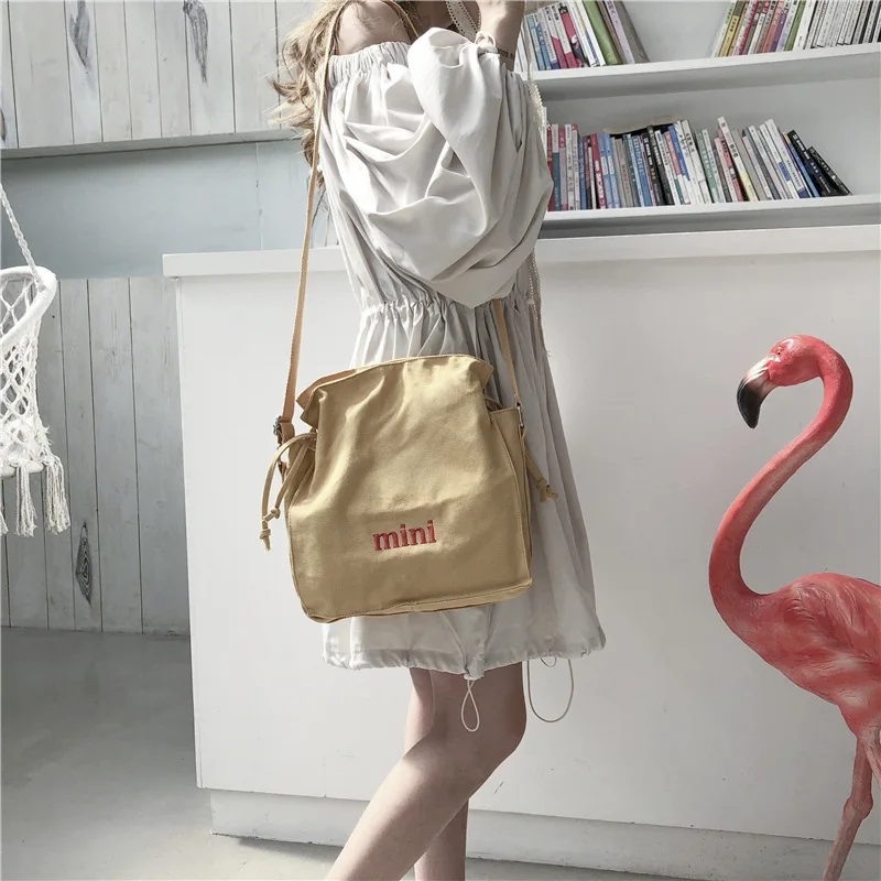 

2019 New Style South Korea Simple Lettered Hong Kong Style INS Canvas Bag WOMEN'S Messenger Bag CHIC Shoulder Students Canvas Ba
