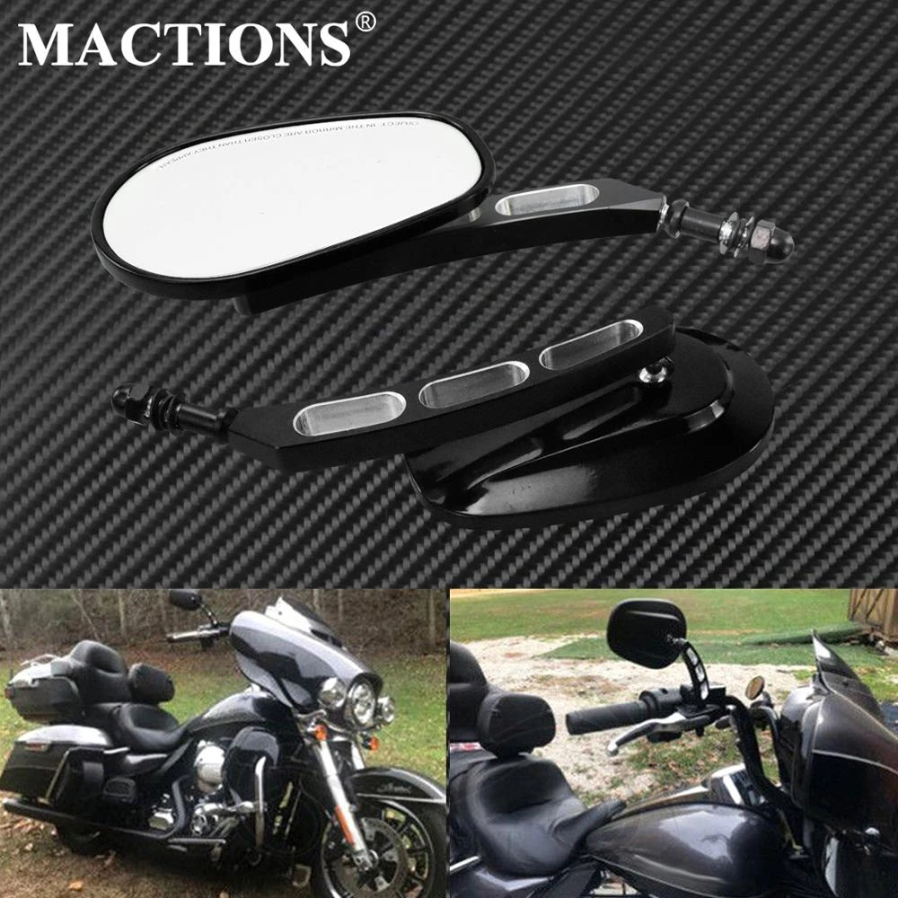 8MM MOTORCYCLE REAR VIEW SIDE MIRRORS FOR HARLEY DYNA FAT BOB STREET BOB BLACK 