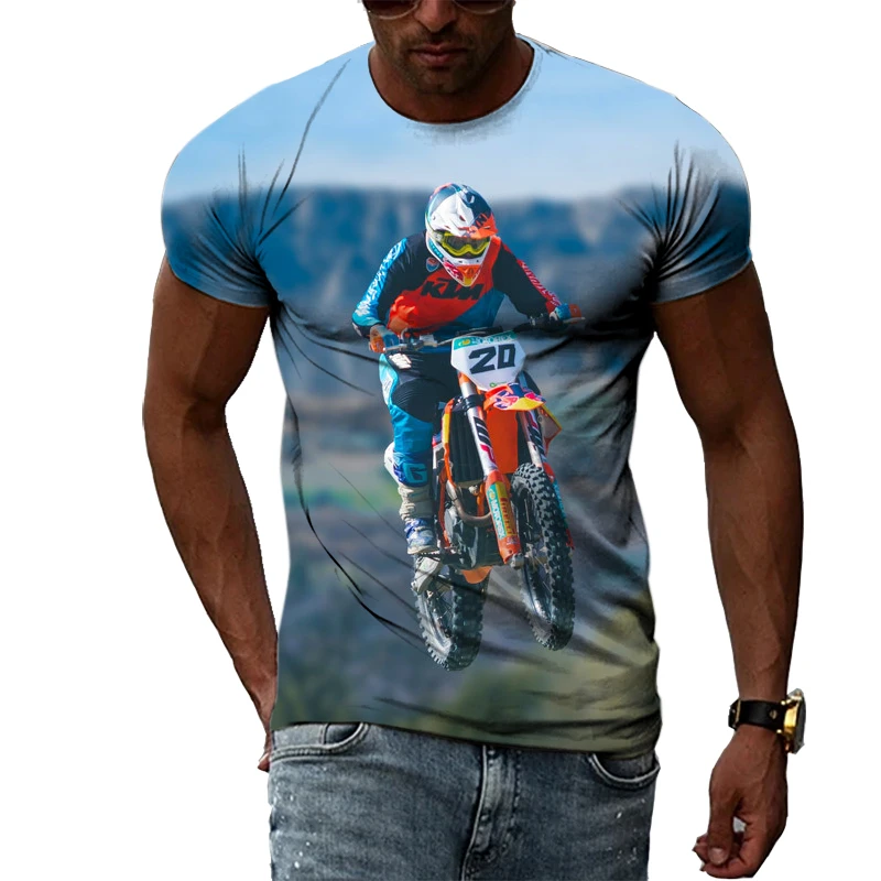 Camisetas de Motocross en 3D para hombre, ropa de tendencia de Hip Hop, harajuku, con estampado de locomotora|Camisetas| - AliExpress