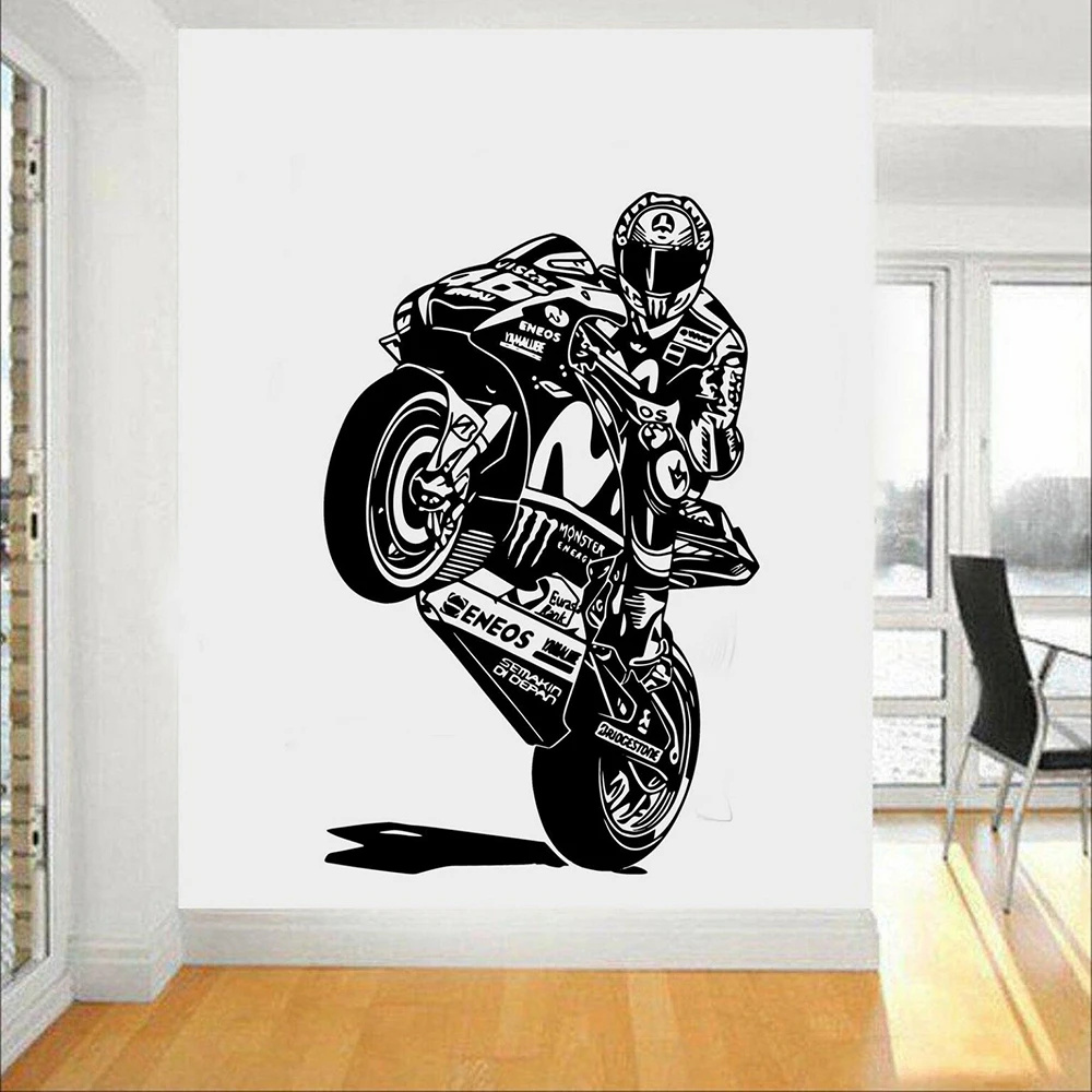 Motorcycle Wall Sticker Racing driver Helmet Motorcyclists Wall Decal Vinyl Waterproof for Kids Room Boys Bedroom Decor X108