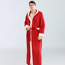 Мужской зимний термо банный халат очень длинный толстый фланелевый Халат с капюшоном Теплый банный халат