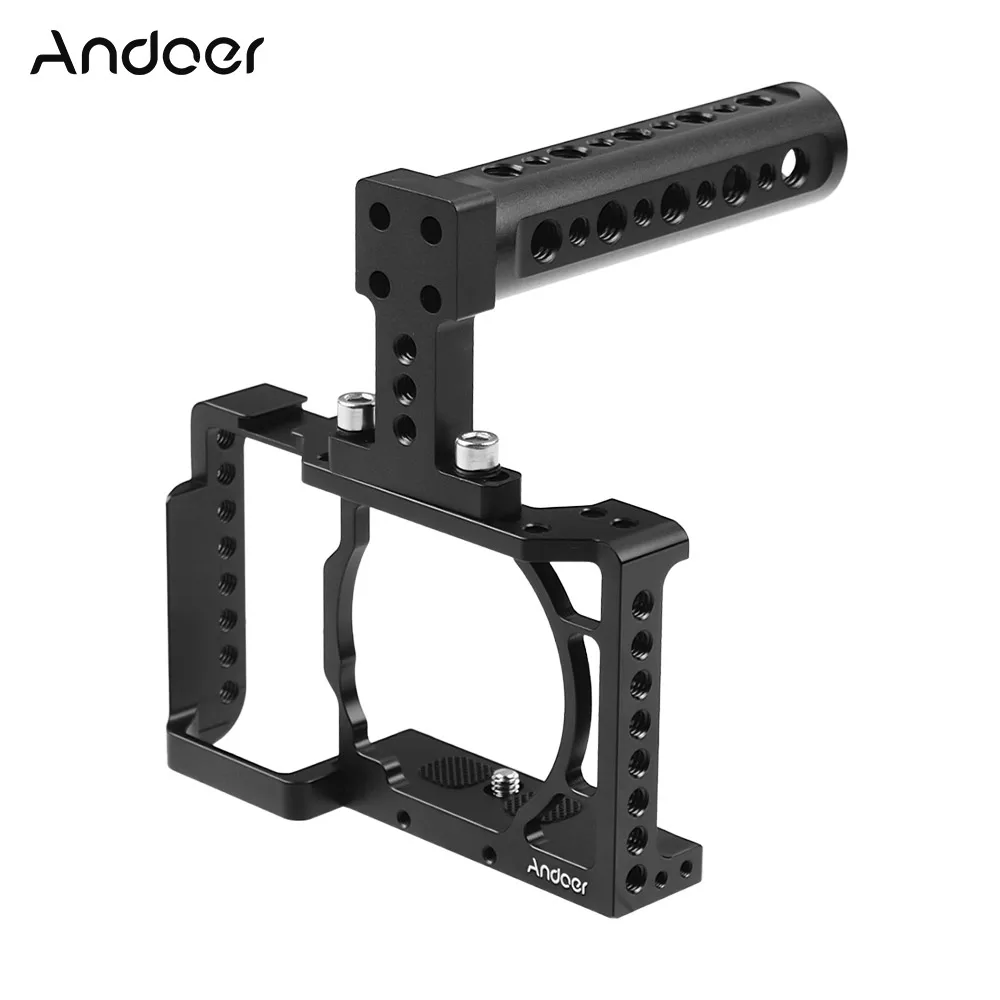 

Andoer Camera Cage + Top Handle Kit Video Film Movie Making Stabilizer 1/4 Inch Screw with Cold Shoe Mount for Sony A6500 Camera