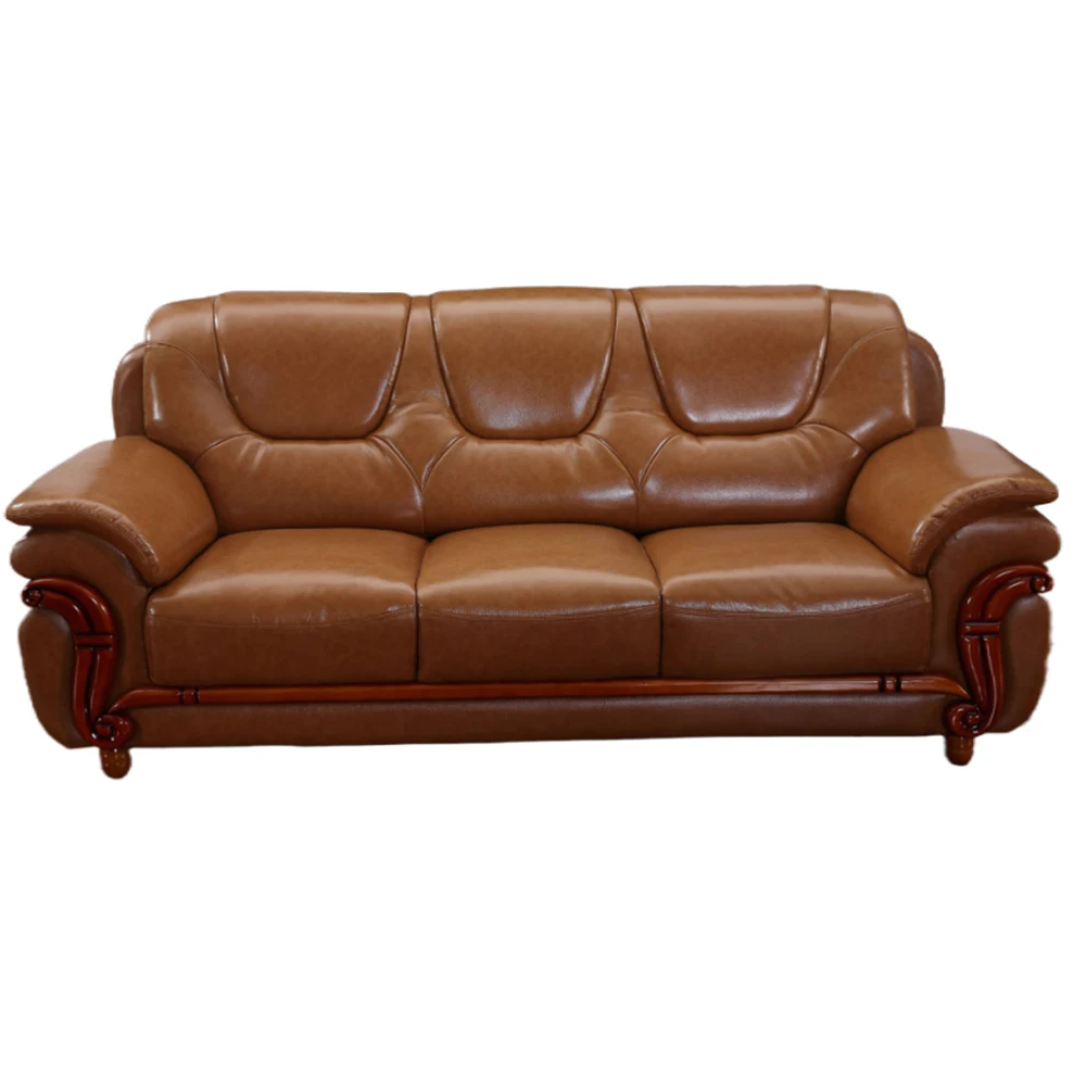 A106 Karois Classical Triple Sofa Genuine Leather Couches For Living