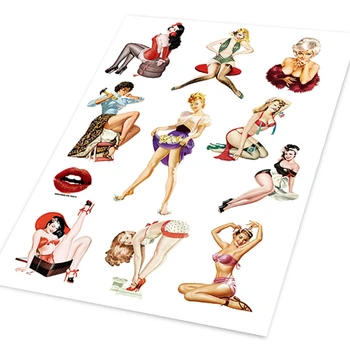 

Noizzy Vintage Girl Bikini Hellaflush Car Sticker Pack Doodle Vinyl Auto Decal Handy Laptop Bicycle Suitcase Tuning Car Styling