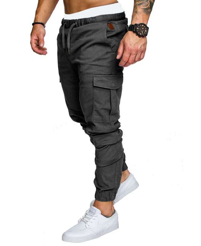 Dark Gray Модные мужские брюки карго, комбинезоны, уличная одежда, бегуны, хип-хоп спортивные штаны, Повседневные Дышащие Брендовые брюки, мужские шаровары - Цвет: Dark Gray