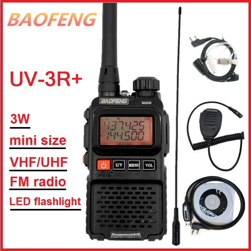 BAOFENG UV-3R PLUS Portable CB Radio Comunicador Long Range Walkie Talkie UHF VHF Ham Mini Transmitter UV 3R + Antenna | Мобильные