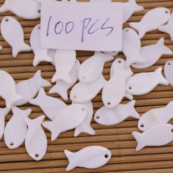 

100PCS 8X16mm Mini Fish Shape Shell Natural White Mother of Pearl Jewelry Making