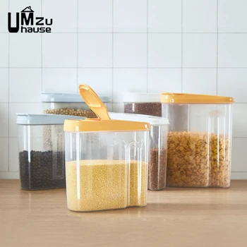 

Food Beans Rice Storage Boxes Grain Container Kitchen Organizer Preserve Home Organization 1.8L Plastic Jar With Seal Cover Box