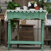 Hermosa mesa de consola de madera maciza vintage shabby chic pequeña hecha a mano con un cajón