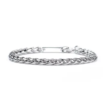 

Bracelet Keel Chain Men'S And Women'S Street Cuff Bangle Silver Couple Gift Square Card Thin Chain Hip Hop Jewelry Everyday