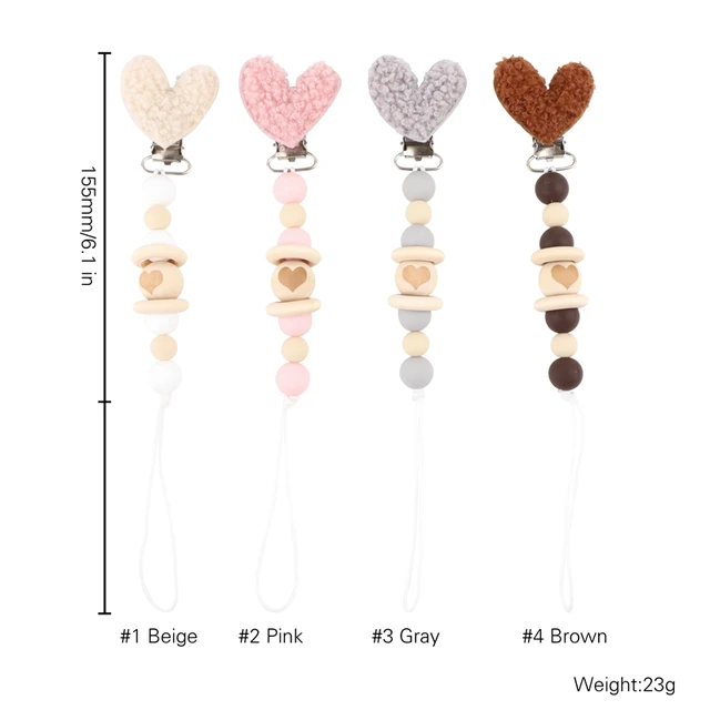 Baby Lamb wool Star Pacifier Chains Dummy Wooden Clips Chain Heart Baby Pacifier Clips Holder Chain Personalized Kids Toys 3