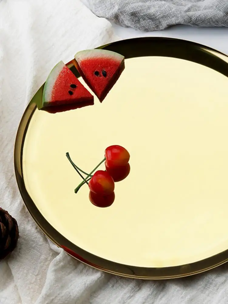 Нордический круглый металлический поднос для снэков сушеный прибор для хранения фруктов Органайзер десерты еда пластины прямоугольные поддоны для скручивания декоративное блюдо