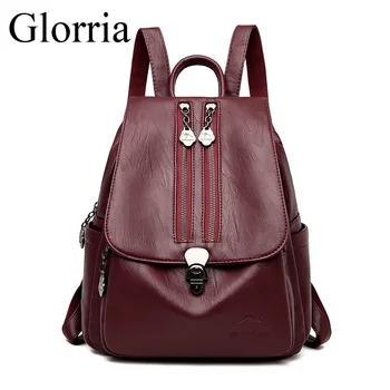 

Women Leather Backpacks Female Anti-theft Shoulder Bag Sac A Dos Ladies Bagpack Vintage School Bags For Girls Travel Back Pack