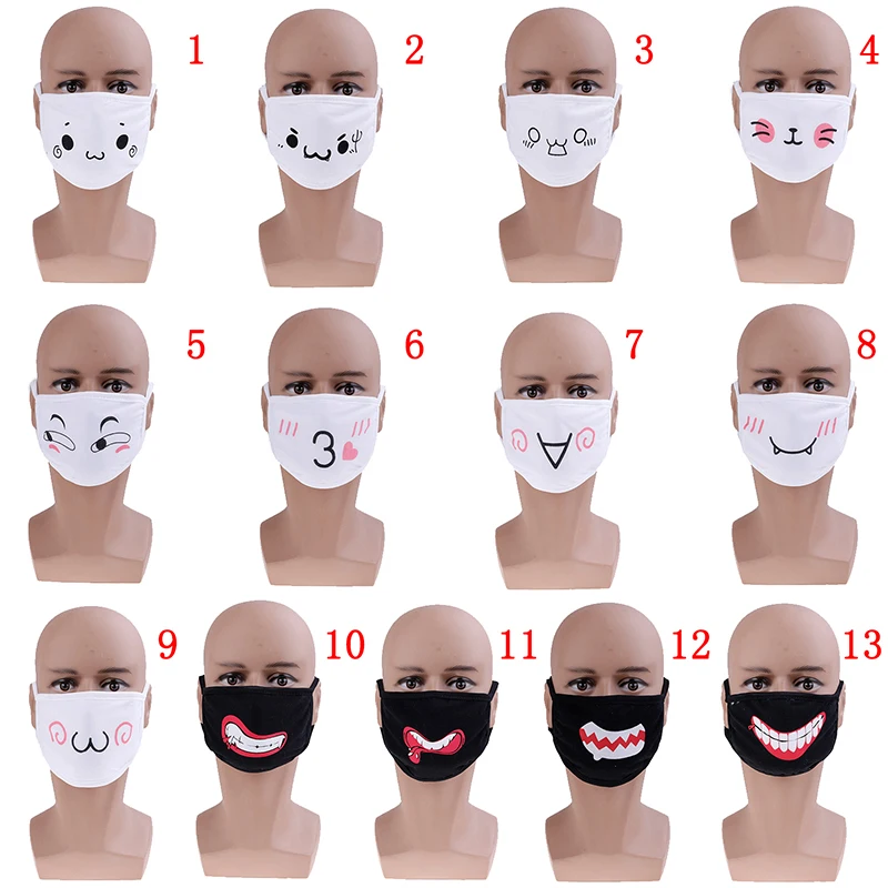 1 шт., 13 видов стилей, унисекс, мультяшная, смешная, зубы, буквы, рот, хлопок, половина рта, маска, антибактериальная, Пылезащитная, маска для лица, смайлик